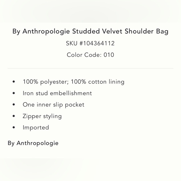 Anthropologie Studded Velvet Shoulder Bag in White NWT - Picture 2 of 14